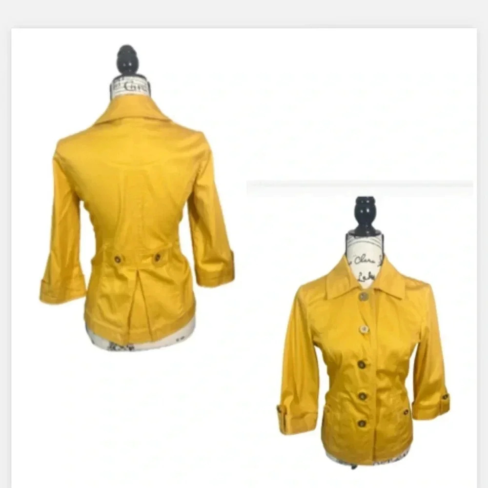 CHARTER CLUB JACKET GOLD YELLOW 3/4 SLEEVE STRETCH CASUAL SIZE SMALL